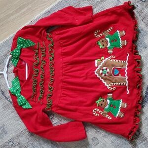 Goodlad Girls Gingerbread Christmas Tunic Top Bows Ruffles Sz3/3T